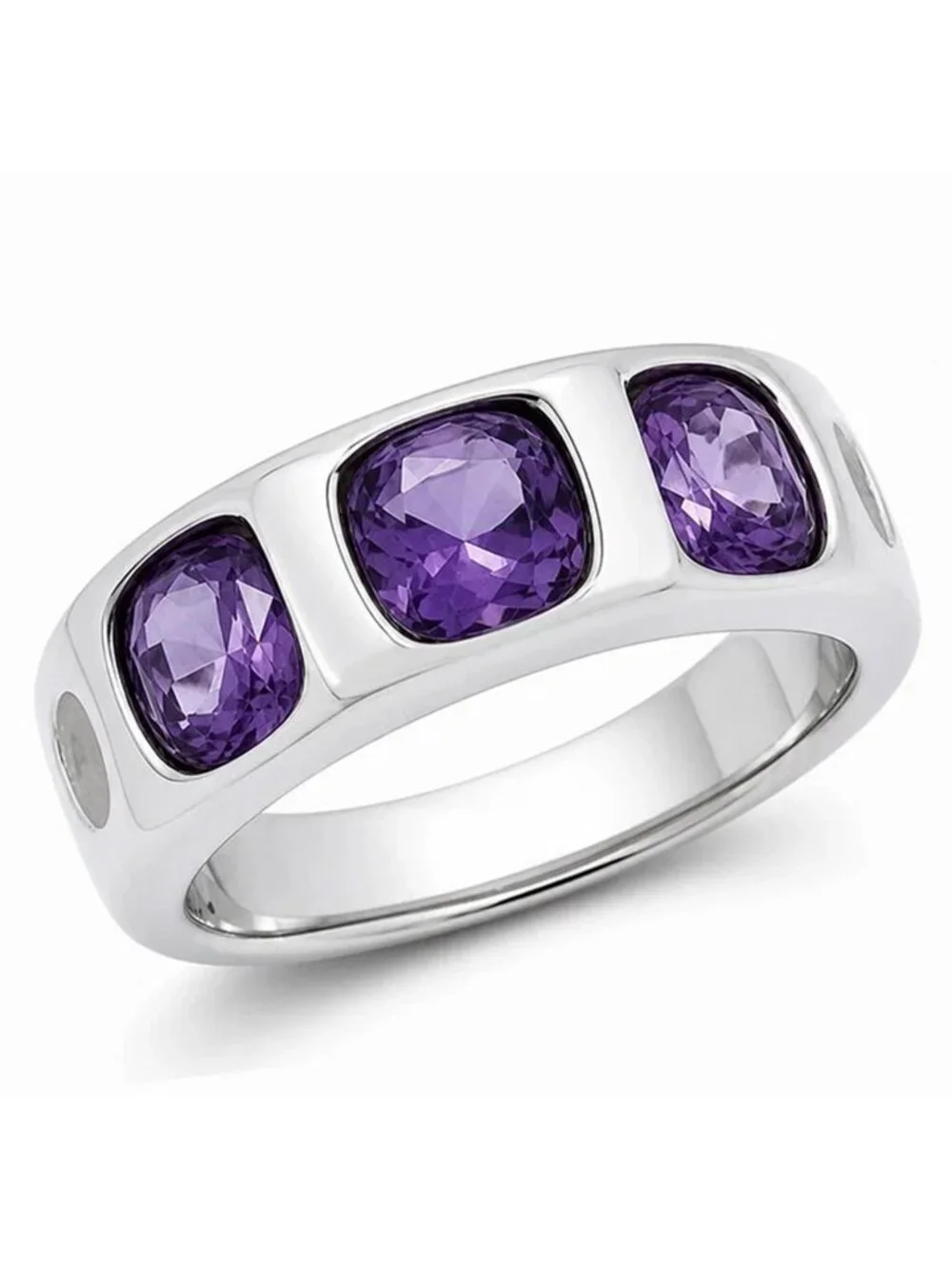 Genuine 2.25 Cts Amethyst Ring Solid .925 Sterling Silver